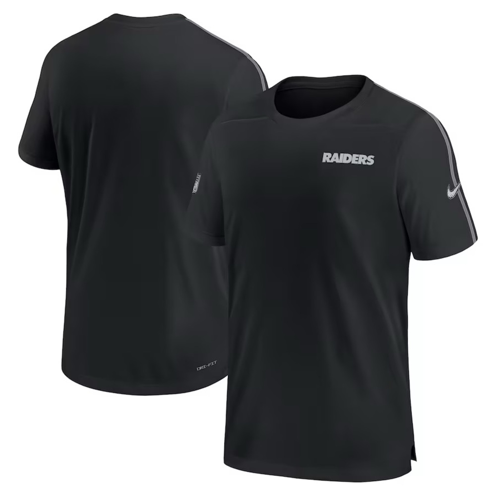 Mens Nike Las Vegas Raiders Sideline Coach UV Performance T-Shirt - Black Size L